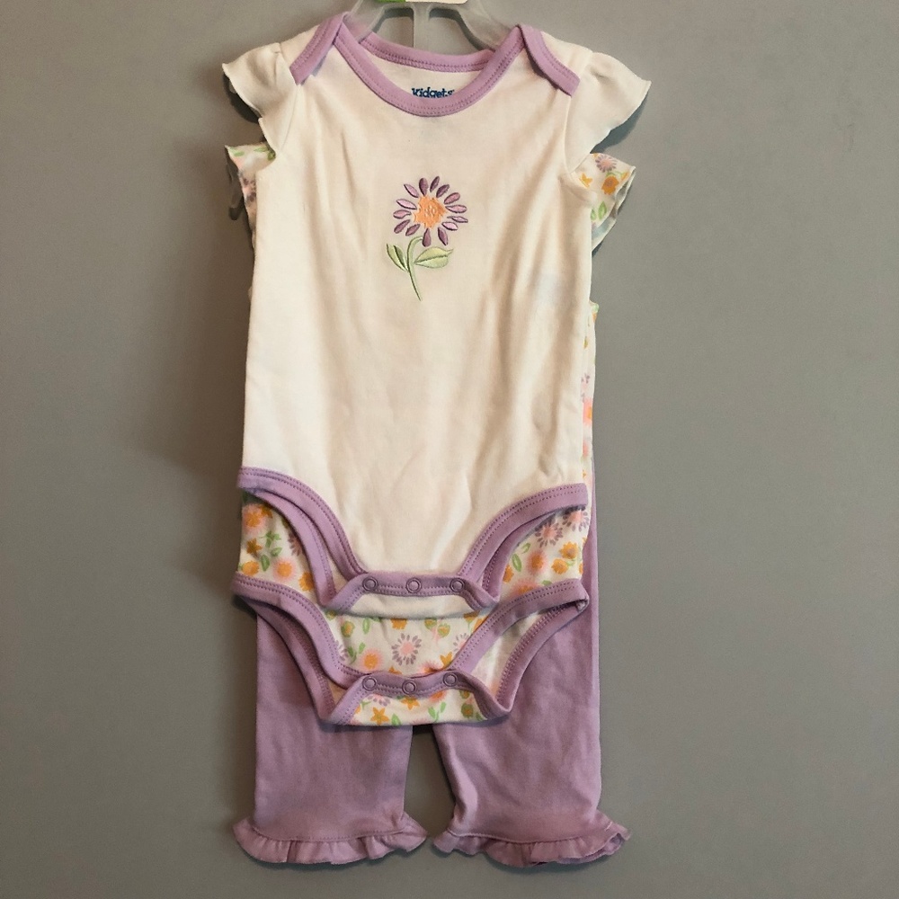 Kidgets 3-6 mo 3pc short sleeve pants outfit